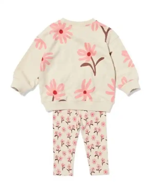 Bild 2 von Babybekleidungsset aus Sweatstoff, gerippt, mit Blumen ecru