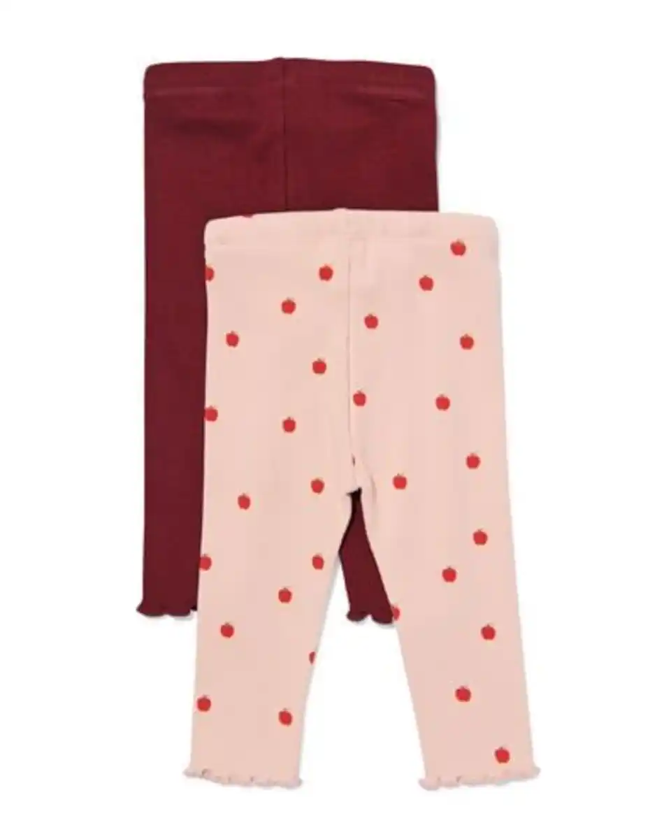 Bild 2 von Babyleggings, anliegend, gerippt, Äpfel – 2 Stück bordeauxrot