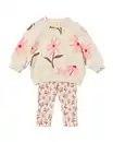Bild 1 von Babybekleidungsset aus Sweatstoff, gerippt, mit Blumen ecru