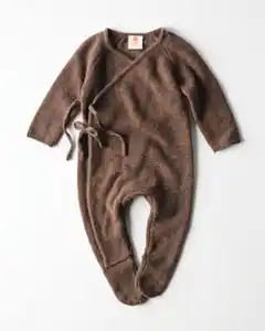 Newborn-Strampler aus Merinowolle dunkelbraun
