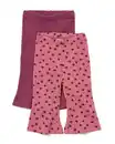 Bild 1 von Ausgestellte Babyleggings, gerippt, Blumen – 2 Stück rosa