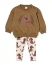 Bild 1 von Babybeleidungsset gerippt, mit Hunde, aus Sweatstoff olivgrün