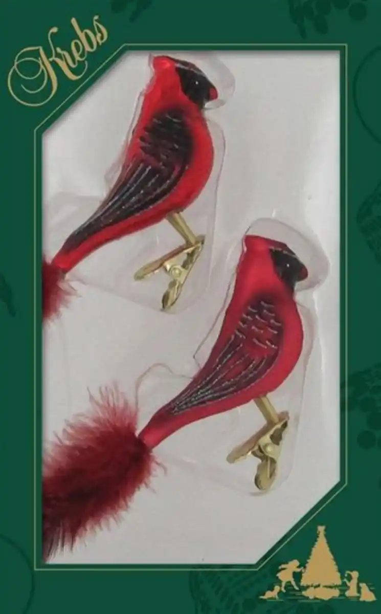 Bild 1 von Krebs Glas Lauscha Weihnachtsbaumklammer Kardinal, Weihnachtsdeko rot, Christbaumschmuck (2-tlg), mundgeblasen