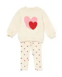 Baby-Bekleidungsset, Comfy Fit, Sweatstoff, gerippt, Herzen ecru