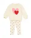 Bild 1 von Baby-Bekleidungsset, Comfy Fit, Sweatstoff, gerippt, Herzen ecru