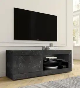 Home affaire Lowboard Basic Breite 140 cm, TV-Board 1 Tür, 2 offene Fächer (Glasboden), TV-Kommode, Metallgriff, moderne Rahmenoptik, Farbauswahl