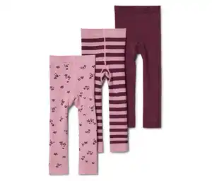 3 Kinder Frottee-Strickleggings, rosa und mauve