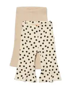Ausgestellte Babyleggings, gerippt, gepunktet – 2 Stück ecru