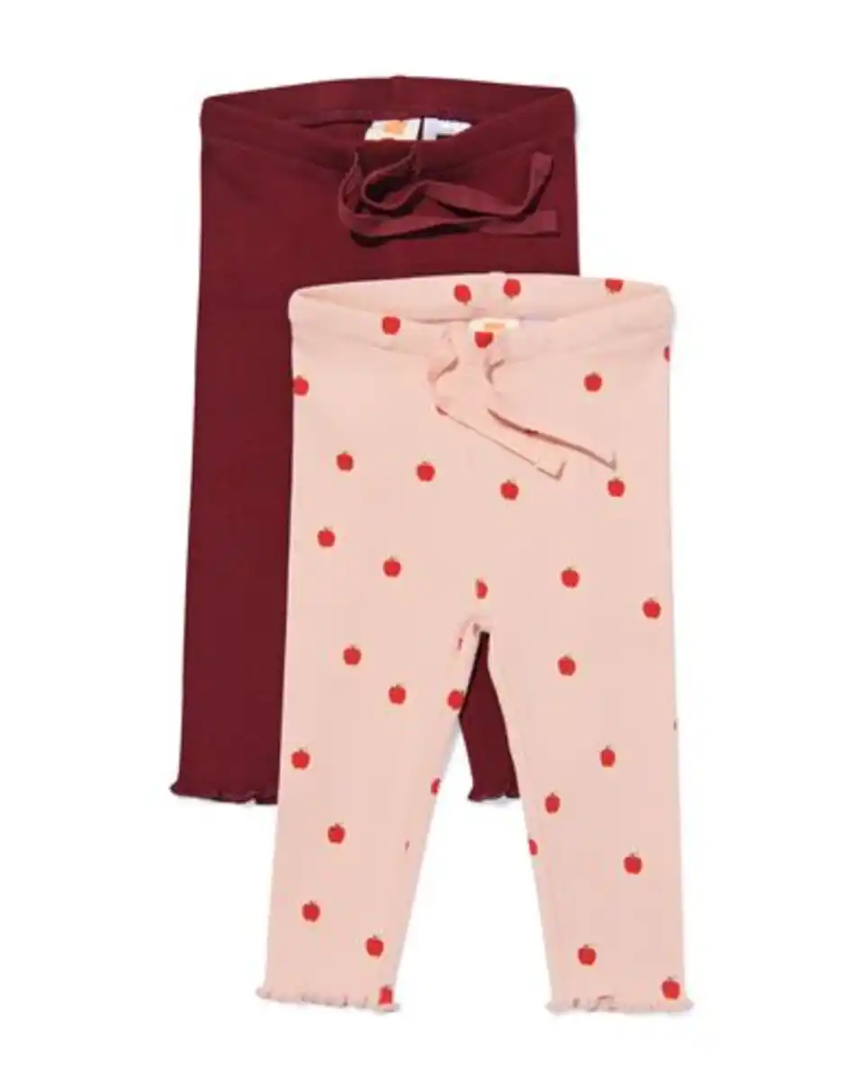 Bild 1 von Babyleggings, anliegend, gerippt, Äpfel – 2 Stück bordeauxrot