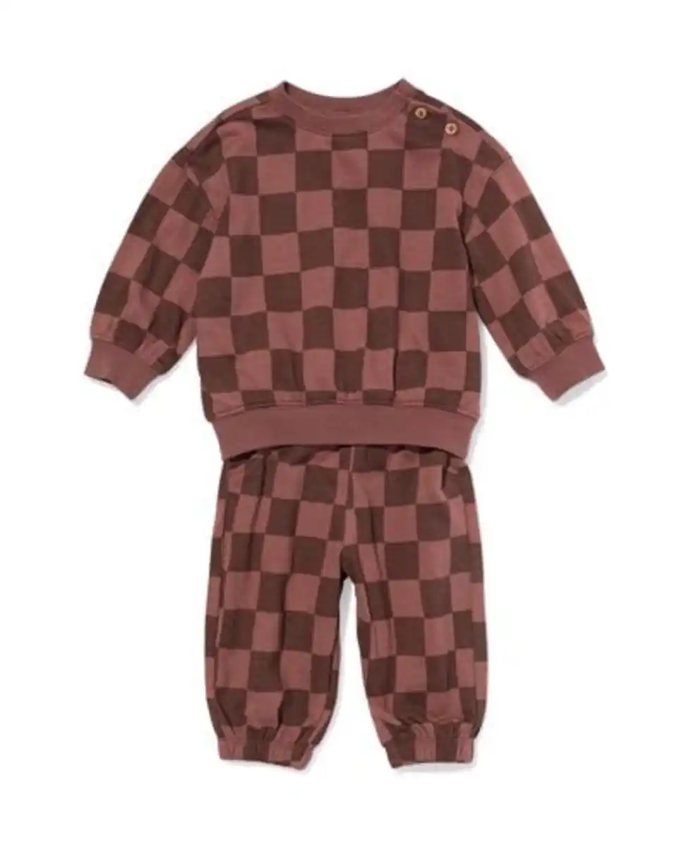 Bild 1 von Baby-Bekleidungsset, Sweatstoff, kariert braun