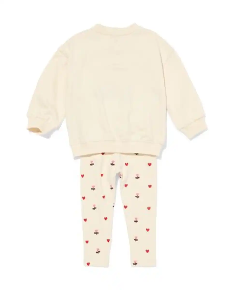 Bild 2 von Baby-Bekleidungsset, Comfy Fit, Sweatstoff, gerippt, Herzen ecru