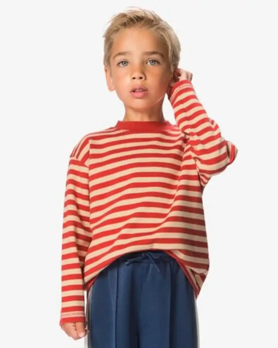 Bild 1 von Kinder-T-Shirt mit Streifenmuster rot