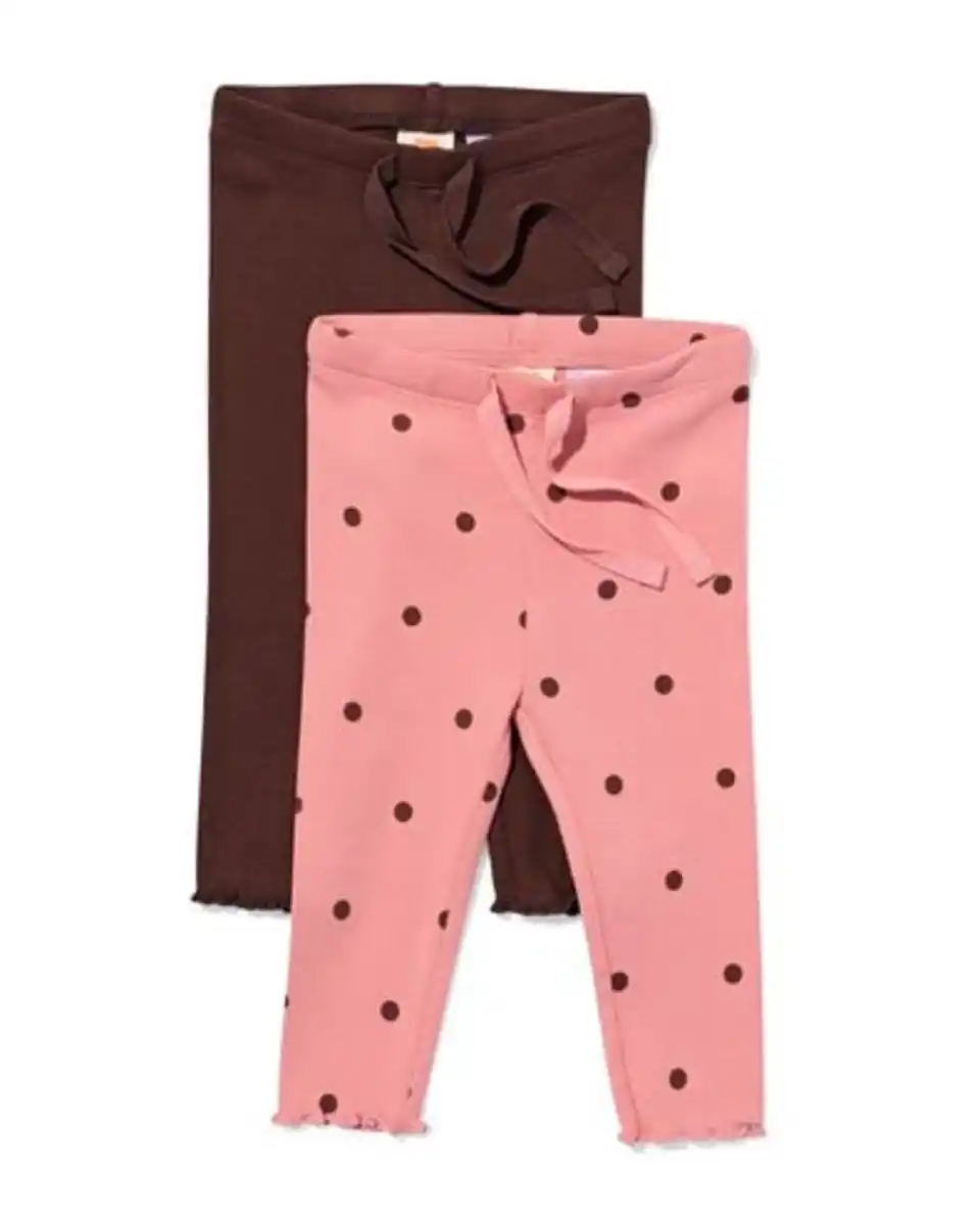 Bild 1 von Babyleggings, anliegend, gerippt, gepunktet – 2 Stück rosa
