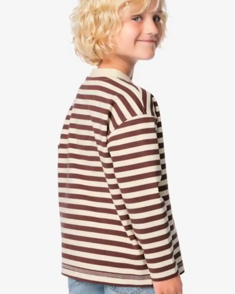 Bild 4 von Kinder-T-Shirt, Jersey, gestreift braun