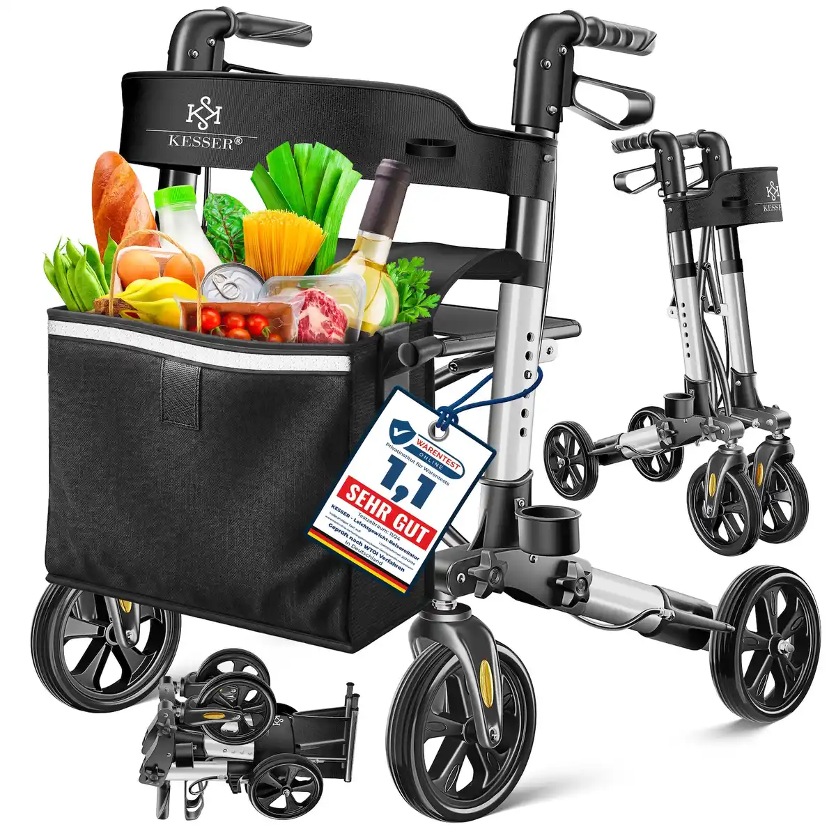 Bild 1 von KESSER Rollator Gehwagen Gehhilfe klappbar Alu-Rollator Leicht Laufhilfe