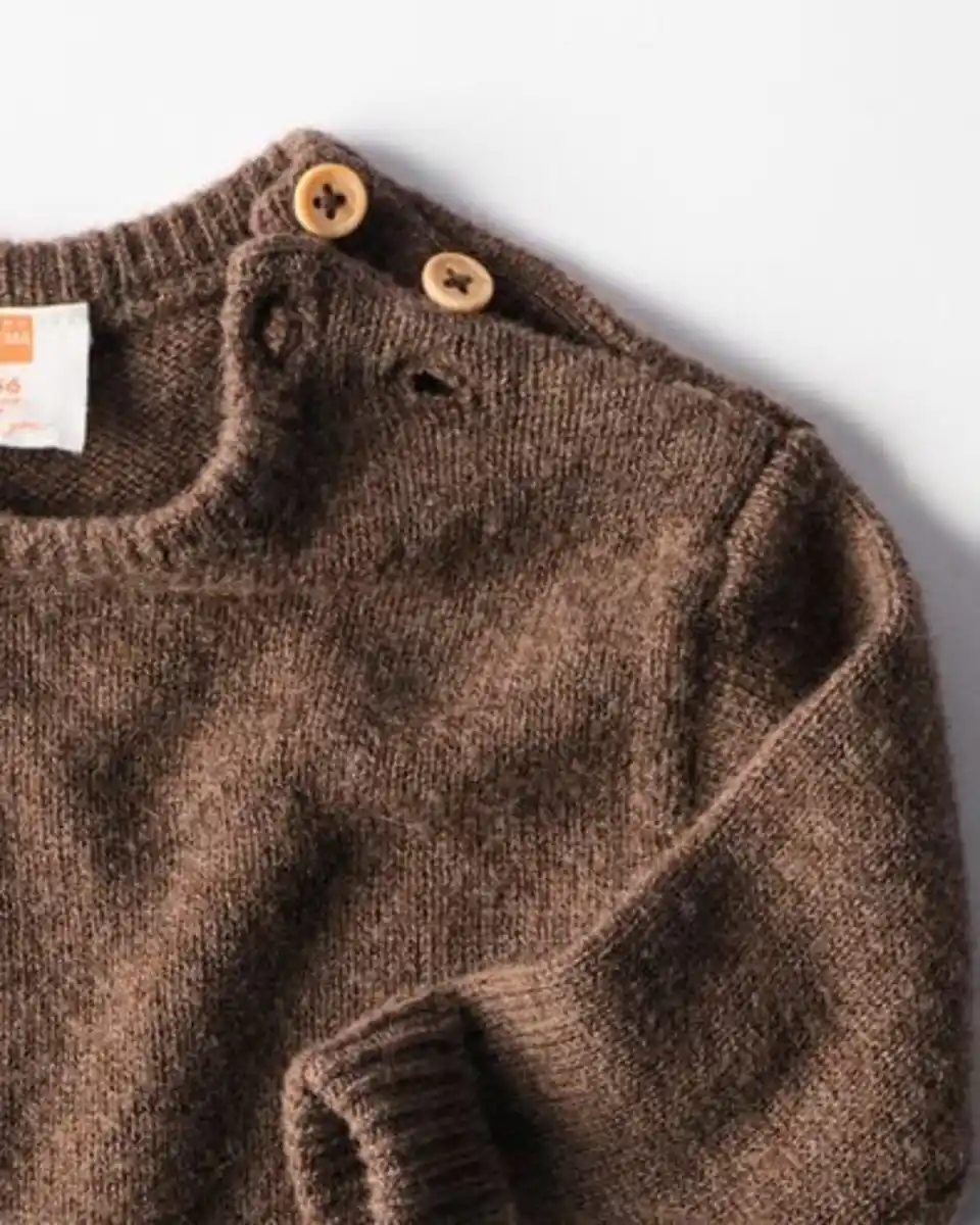 Bild 2 von Newborn-Pullover aus Merinowolle dunkelbraun