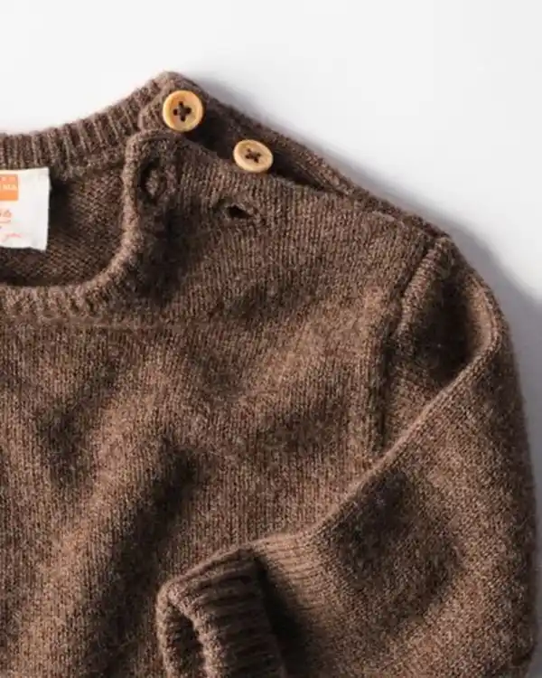 Bild 2 von Newborn-Pullover aus Merinowolle dunkelbraun