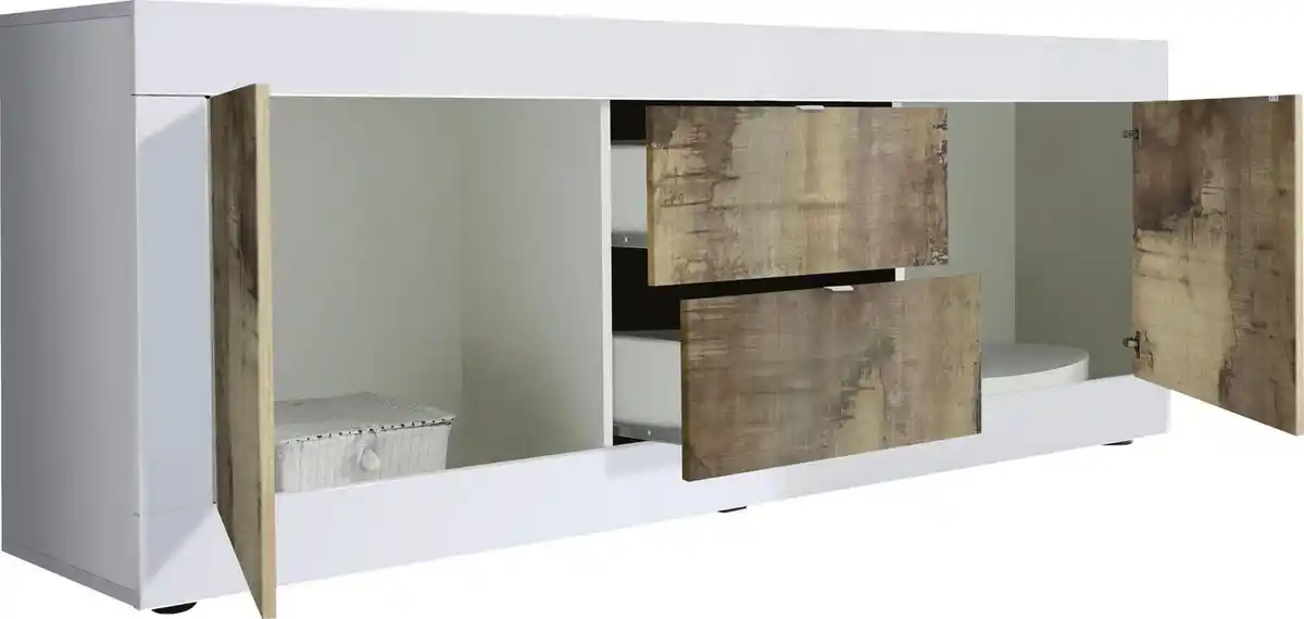 Bild 1 von Home affaire Lowboard Basic Breite 210 cm, TV-Board 2 Türen, 2 Schubkästen, TV-Schrank, Metallgriff, moderne Rahmenoptik, viel Stauraum, Farbauswahl
