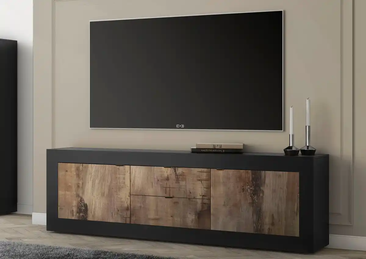 Bild 1 von Home affaire Lowboard Basic Breite 210 cm, TV-Board 2 Türen, 2 Schubkästen, TV-Schrank, Metallgriff, moderne Rahmenoptik, viel Stauraum, Farbauswahl