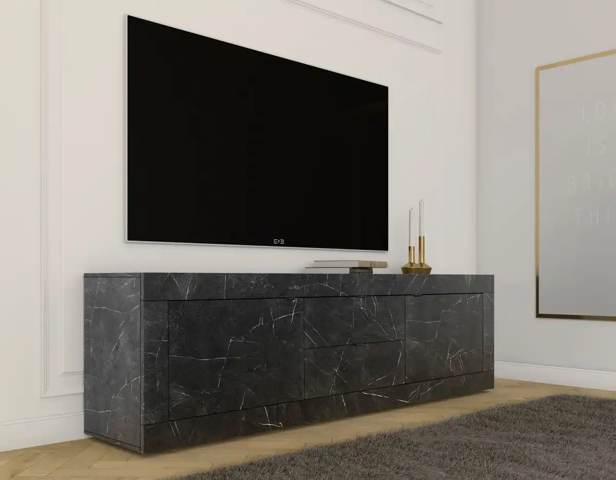 Bild 1 von Home affaire Lowboard Basic Breite 210 cm, TV-Board 2 Türen, 2 Schubkästen, TV-Schrank, Metallgriff, moderne Rahmenoptik, viel Stauraum, Farbauswahl