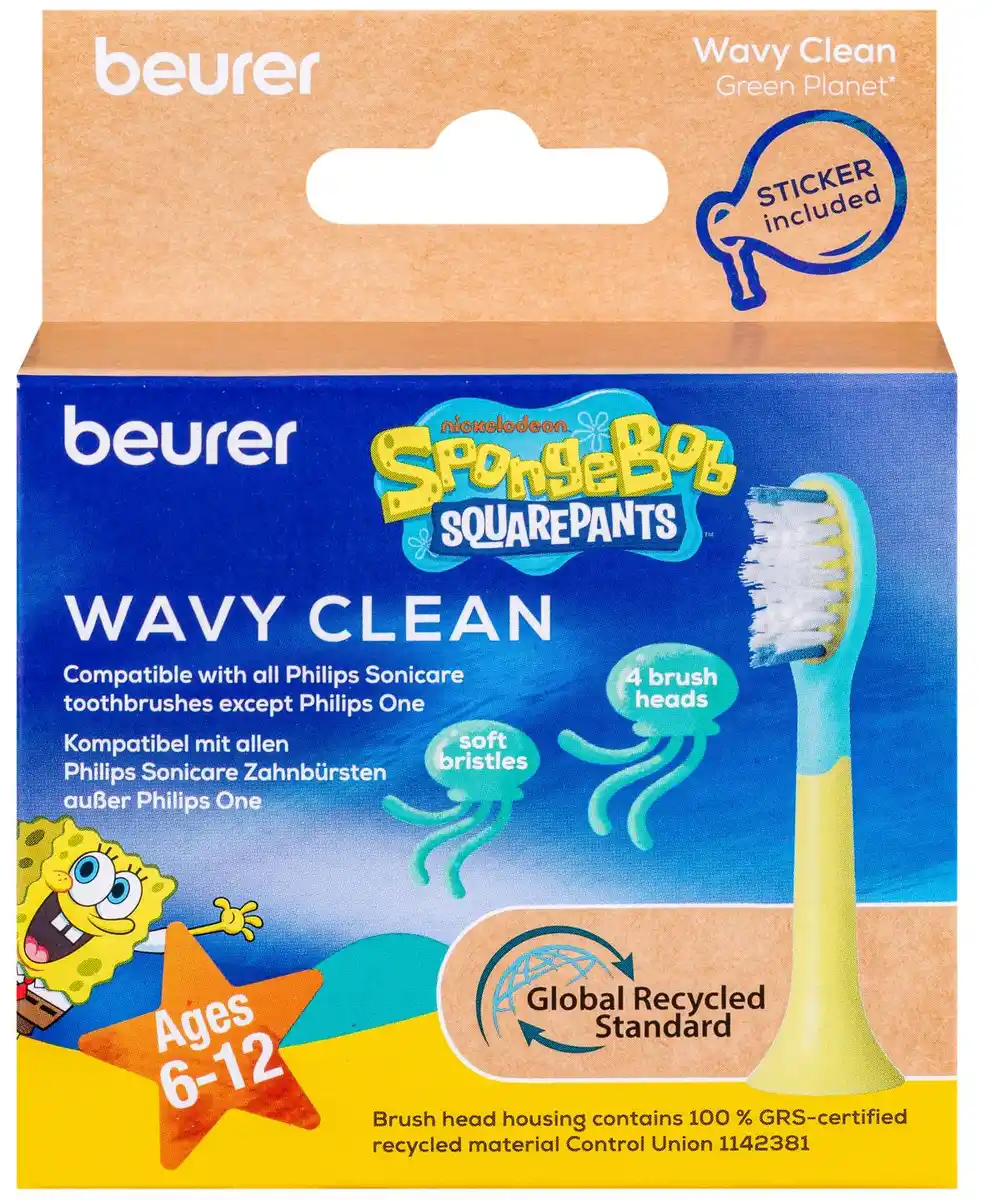 Bild 1 von BEURER Zahnbürstenköpfe Wavy Clean »Spongebob Schwammkopf«, 4-St.-Packg.