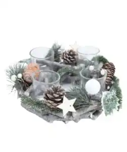 Adventskranz mit Teelichthaltern