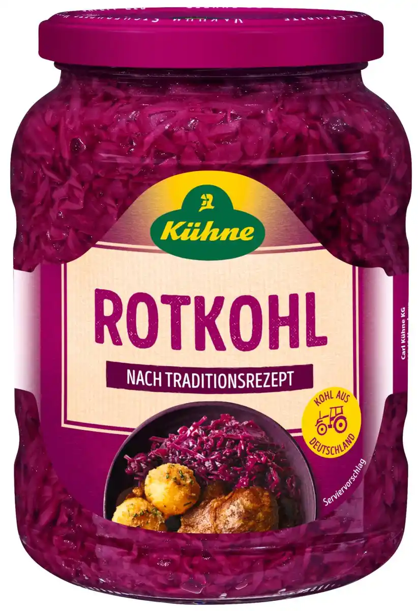 Bild 1 von KÜHNE Rotkohl oder Apfelrotkohl, 680-g-Glas