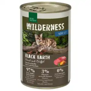REAL NATURE WILDERNESS Nassfutter Katze, Adult, Black Earth, Rind mit Büffel 6x400 g