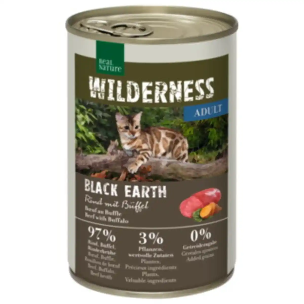 Bild 1 von REAL NATURE WILDERNESS Nassfutter Katze, Adult, Black Earth, Rind mit Büffel 6x400 g