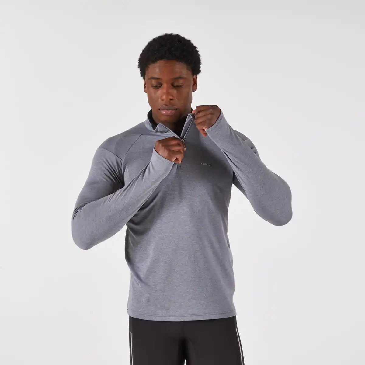 Bild 1 von KIPRUN Laufshirt langarm Herren 1/2 Reißverschluss warm atmungsaktiv - Run 100 grau