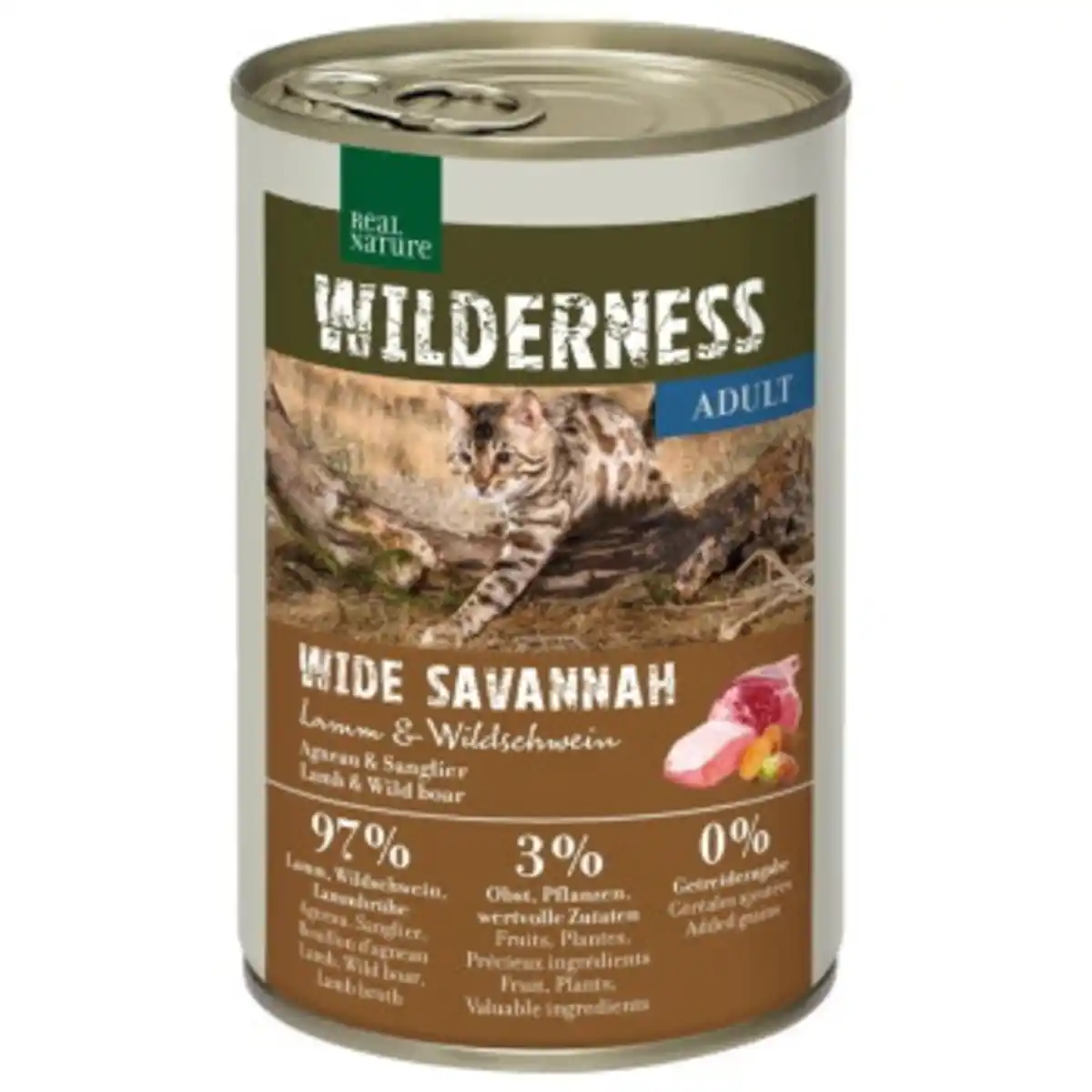 Bild 1 von REAL NATURE WILDERNESS Nassfutter Katze, Adult, Wide Savannah, Lamm und Wildschwein 6x400 g