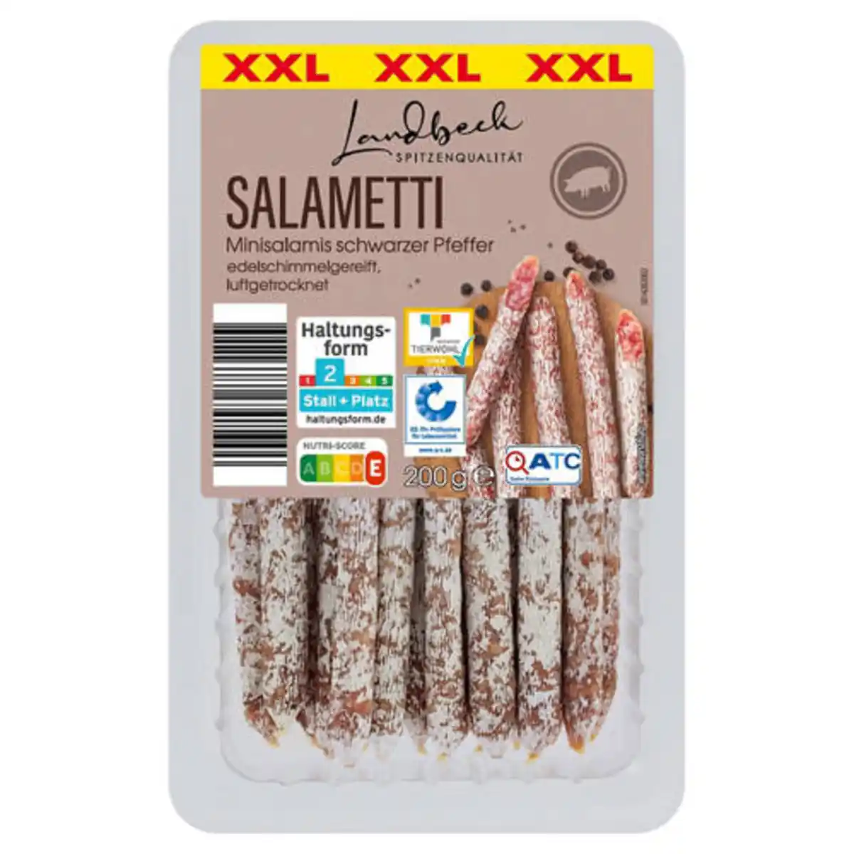 Bild 1 von LANDBECK Salametti XXL 200 g, Schwarzer Pfeffer