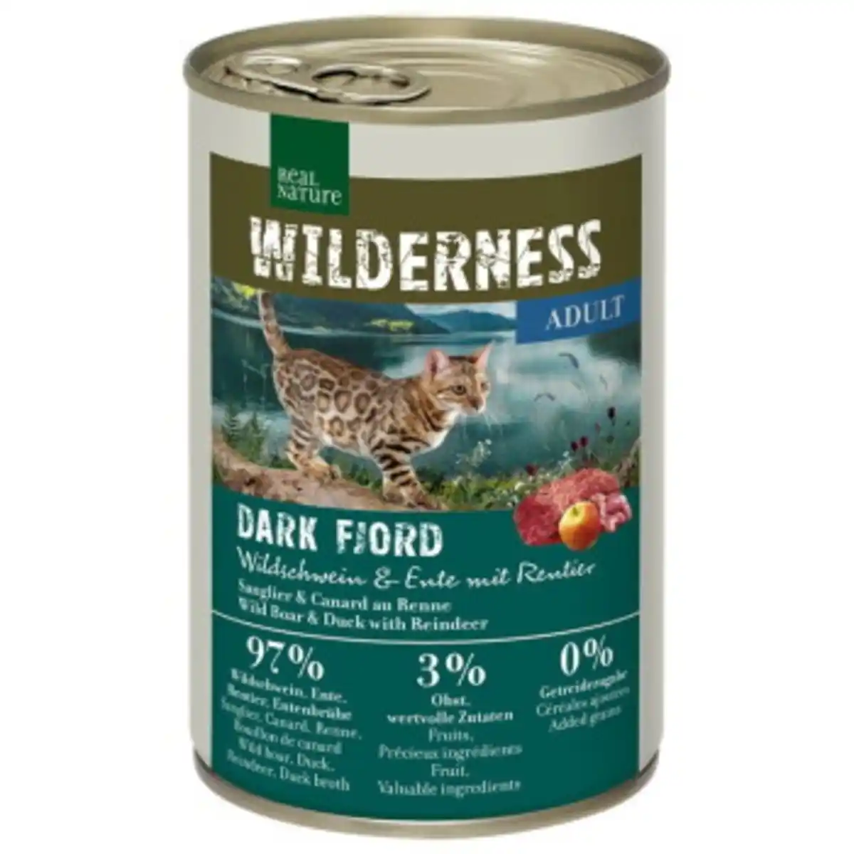 Bild 1 von REAL NATURE WILDERNESS Nassfutter Katze, Adult, Dark Fjord, Wildschwein mit Ente und Rentier 6x400 g