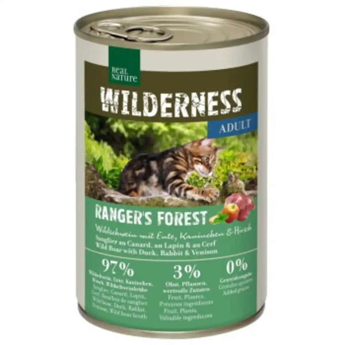 Bild 1 von REAL NATURE WILDERNESS Nassfutter Katze, Adult, Rangers Forest, Wildschwein mit Ente, Kaninchen und Hirsch 6x400 g