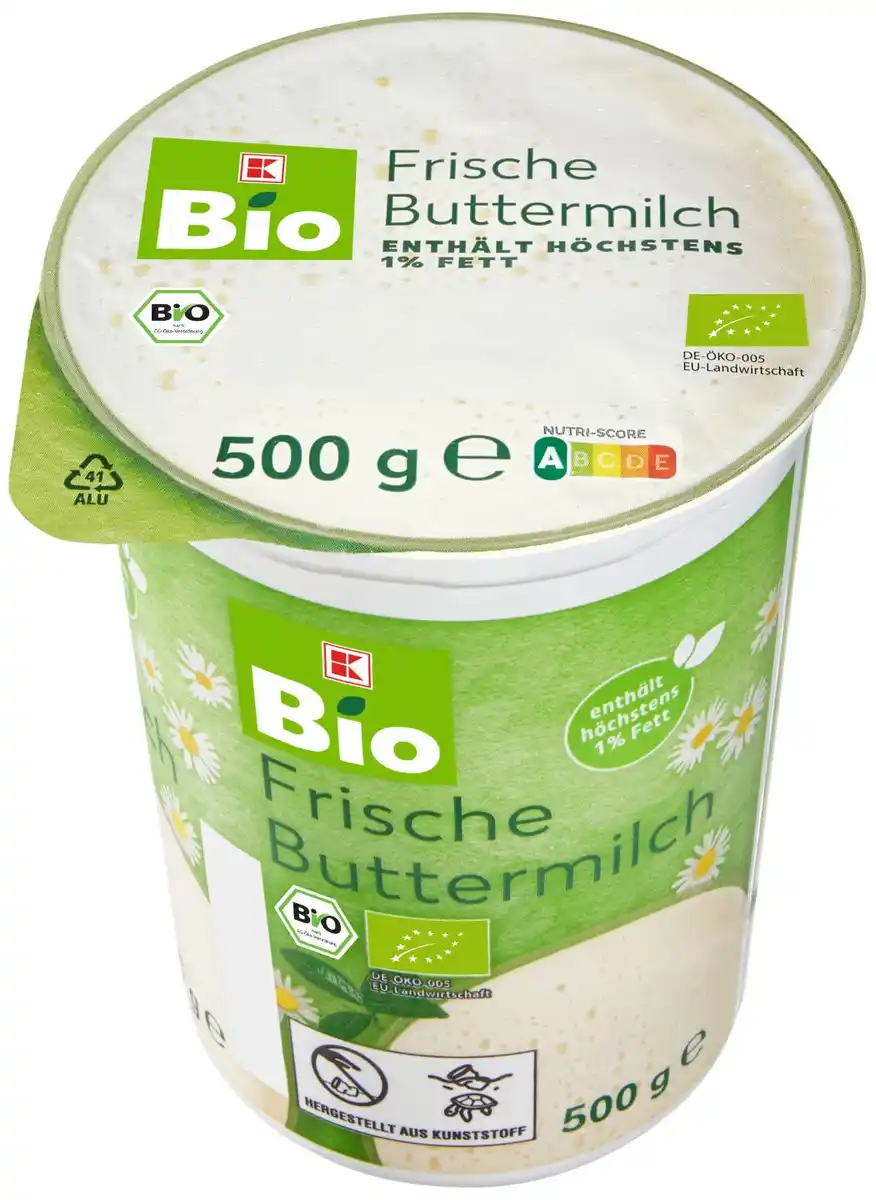 Bild 1 von K-BIO Frische Bio-Buttermilch, 500-g-Becher