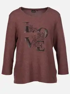 Damen Flauschshirt mit Strassbesatz Lila