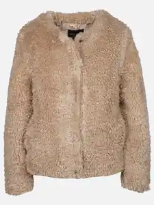 Damen Kunstfell Jacke Beige