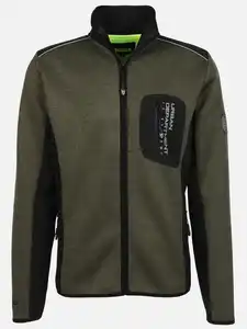 Herren Strickfleecejacke mit vielen Details Oliv