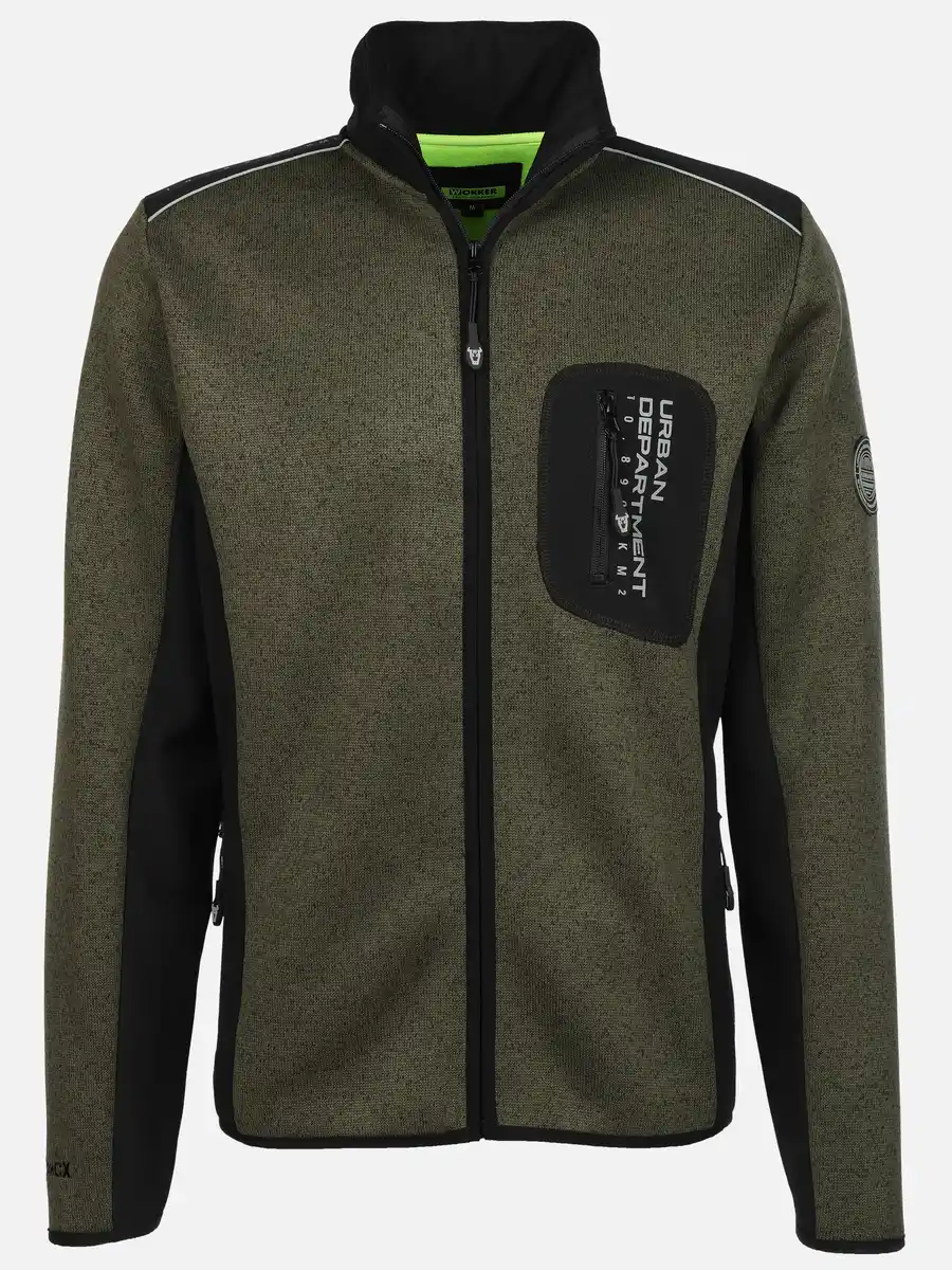 Bild 1 von Herren Strickfleecejacke mit vielen Details Oliv