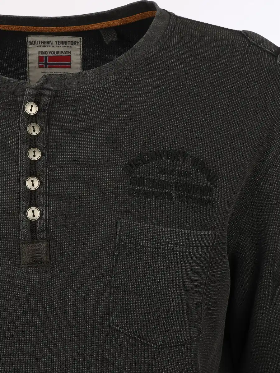 Bild 3 von Herren Henleyhirt mit aufgesetzter Brusttasche Schwarz
