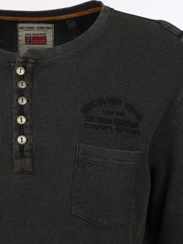 Bild 3 von Herren Henleyhirt mit aufgesetzter Brusttasche Schwarz