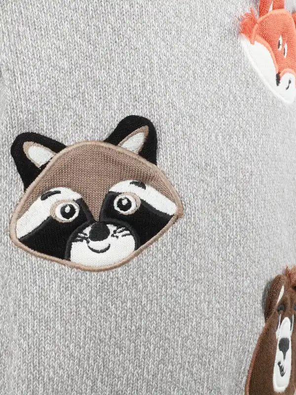 Bild 3 von Kinder Strickpullover mit Waldtier-Motiv Grau