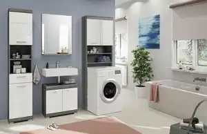 Badezimmer Scout 4-tlg. ca. 160 cm Anthrazit/Weiß, Weiß Hochglanz, Grau