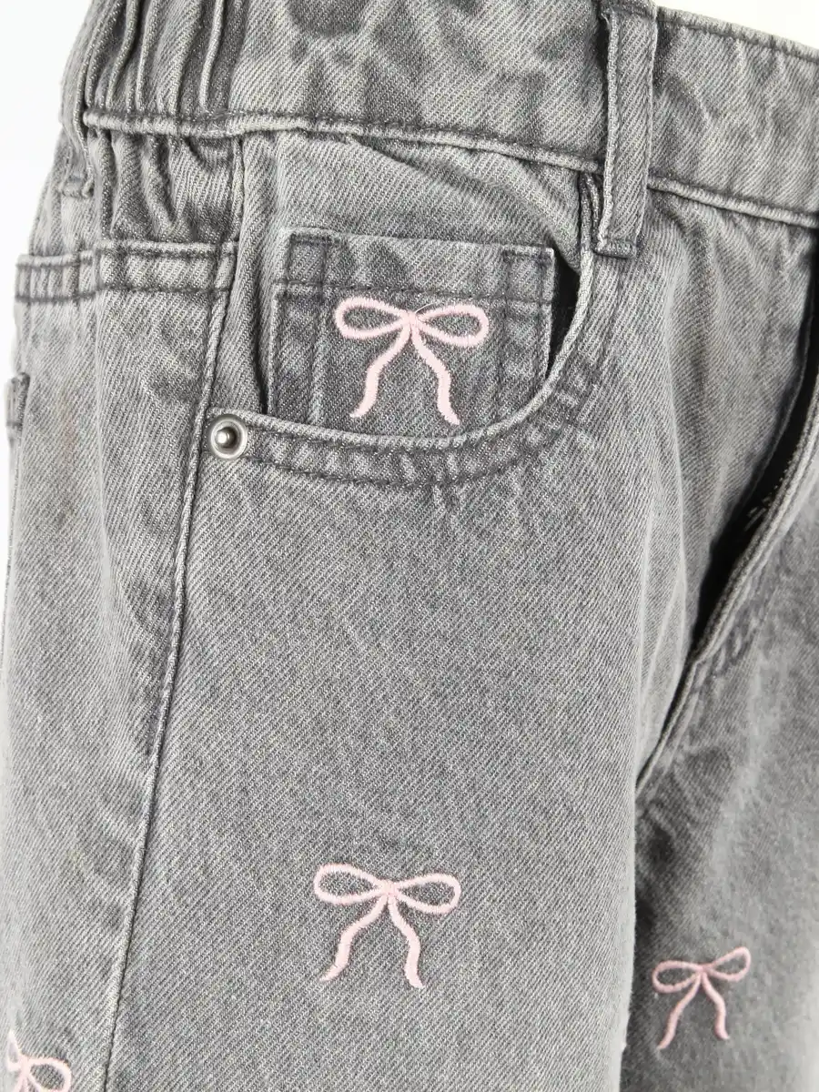Bild 3 von Mädchen Jeans mit Schleifen Stickerei Grau