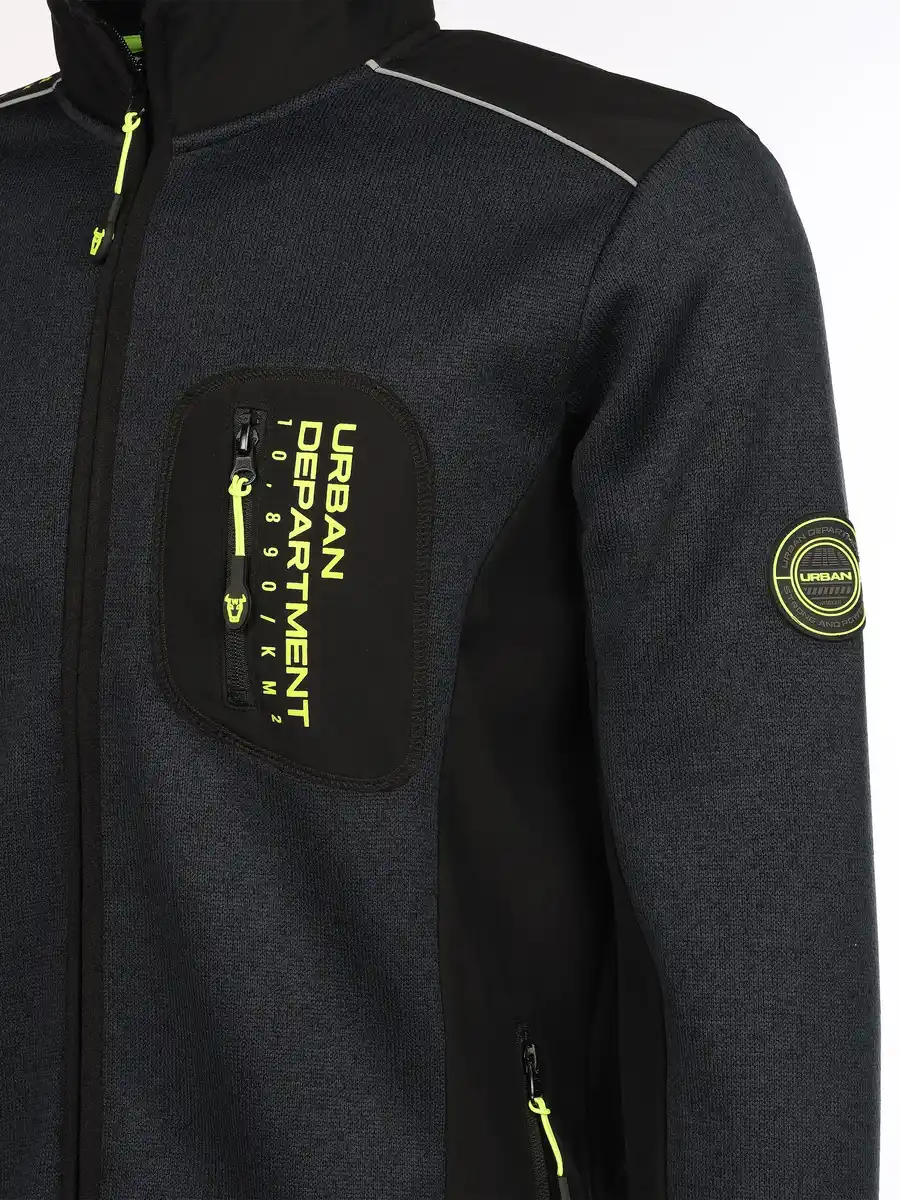 Bild 4 von Herren Strickfleecejacke mit vielen Details Blau