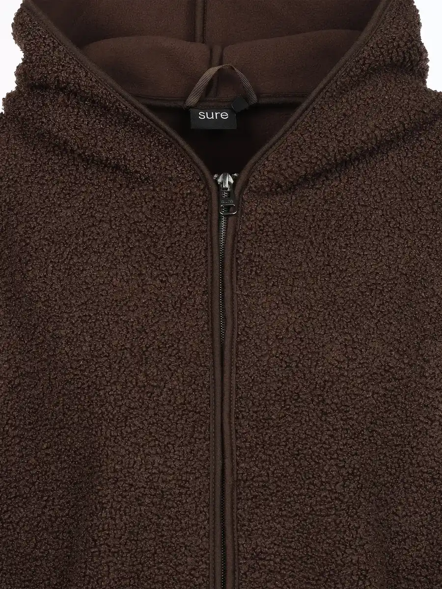 Bild 3 von Damen Teddyfleece-Cardigan mit Kapuze Braun