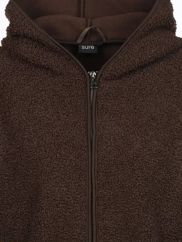 Bild 3 von Damen Teddyfleece-Cardigan mit Kapuze Braun