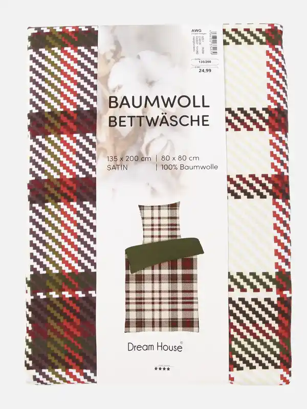 Bild 2 von Satin Bettwäsche, 135x200cm Rot