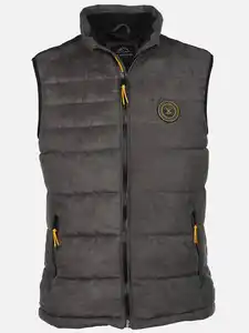 Herren Steppweste in Velour Optik Grau