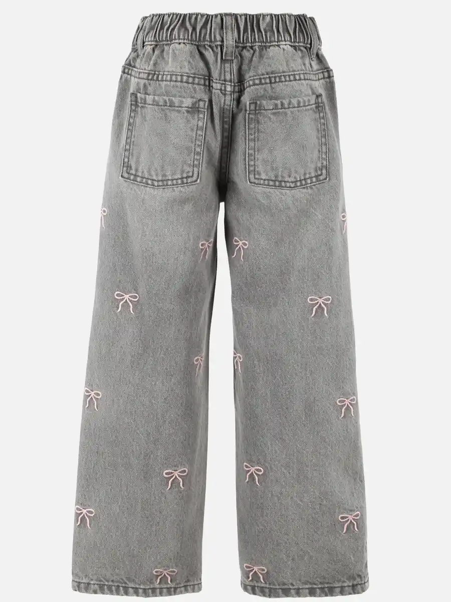 Bild 2 von Mädchen Jeans mit Schleifen Stickerei Grau